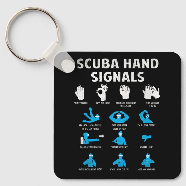 Scuba Hand Signals Language Diving Signs Dive Dive Keychain (Front)
