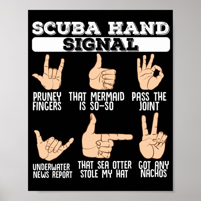 Scuba Hand Signals  Scuba Diving Diver Poster (Front)