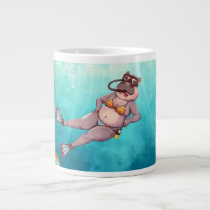 Scuba Hippo underwater Large Coffee Mug