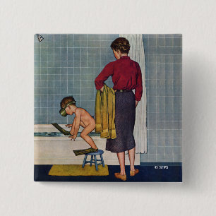 Scuba in the Tub 2 Inch Square Button