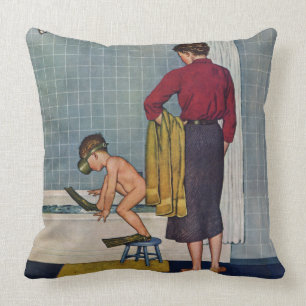 Scuba in the Tub Throw Pillow