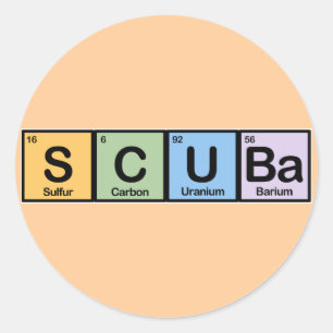 Scuba made of Elements Classic Round Sticker