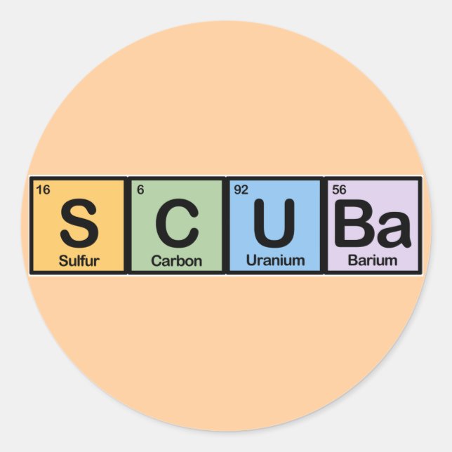 Scuba made of Elements Classic Round Sticker (Front)