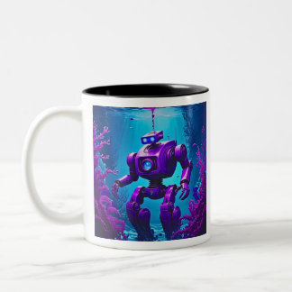 scuba robot underwater Two-Tone coffee mug