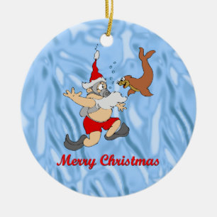 Scuba Santa Ceramic Ornament