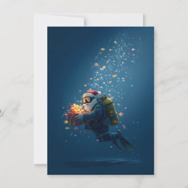 Scuba Santa Christmas Cards (Front)