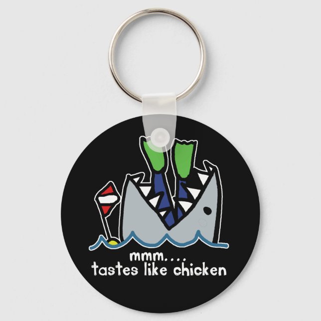 Scuba Tastes Chicken Shark Keychain (Front)