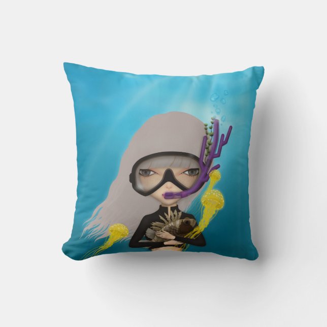 Scuba Throw Pillow (Front)