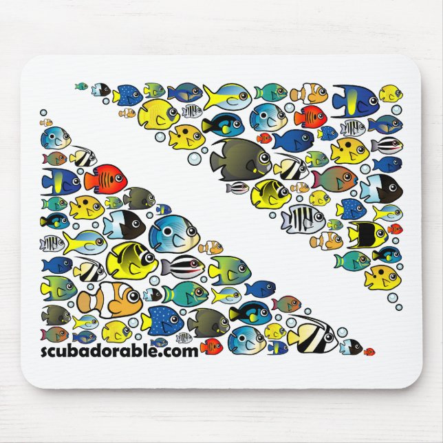 Scubadorable Diver Down Flag Mouse Pad (Front)