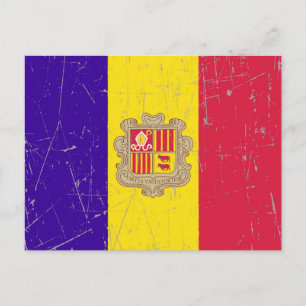 Scuffed and Scratched Andorran Flag Postcard