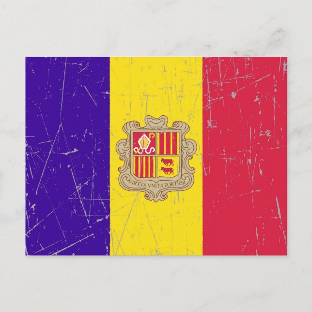 Scuffed and Scratched Andorran Flag Postcard (Front)