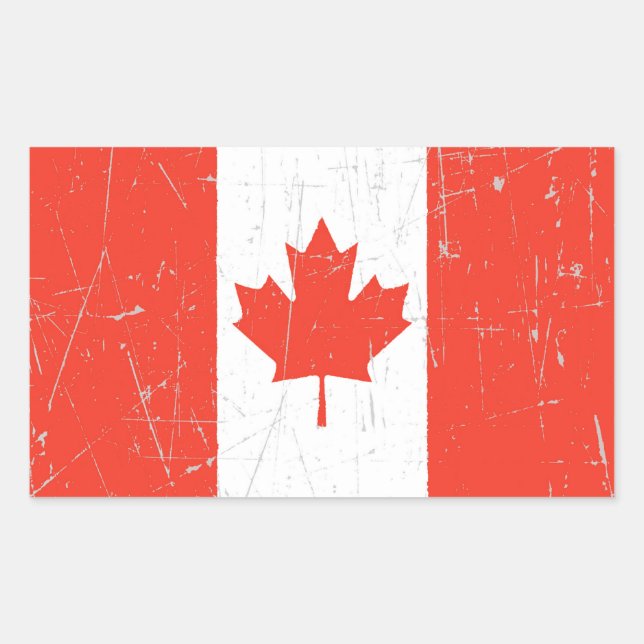 Scuffed and Scratched Canadian Flag Sticker (Front)