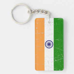 Scuffed and Scratched Indian Flag Keychain