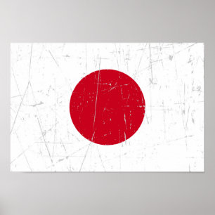 Scuffed and Scratched Japanese Flag Poster