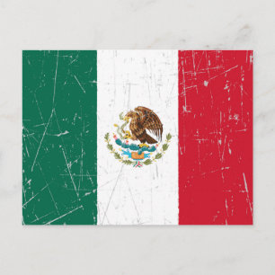 Scuffed and Scratched Mexican Flag Postcard