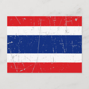 Scuffed and Scratched Thai Flag Postcard