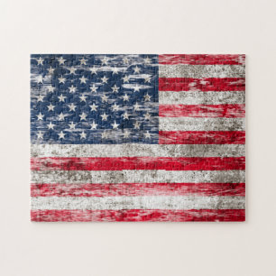 Scuffed and Worn American Flag Jigsaw Puzzle