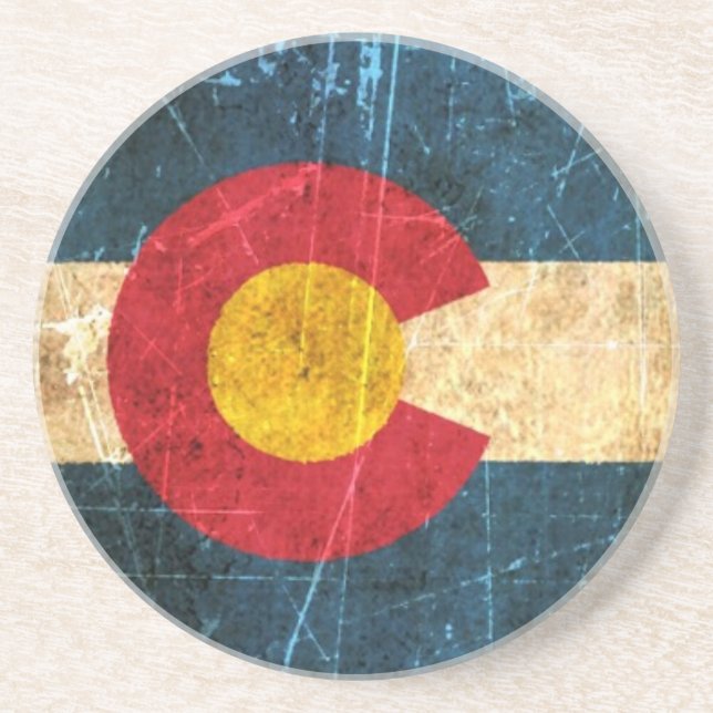 Scuffed and Worn Colorado Flag Coaster (Front)
