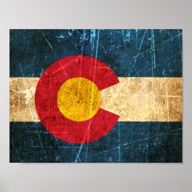 Scuffed and Worn Colorado Flag Poster (Front)