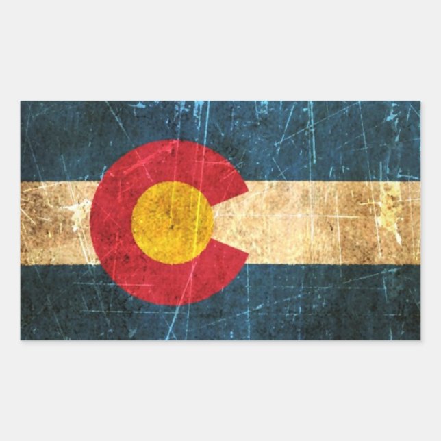 Scuffed and Worn Colorado Flag Sticker (Front)