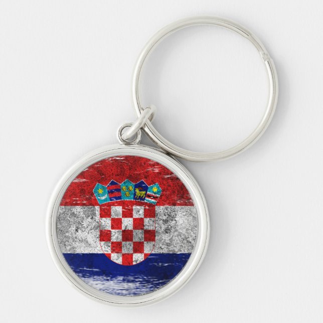 Scuffed and Worn Croatian Flag Keychain (Front)