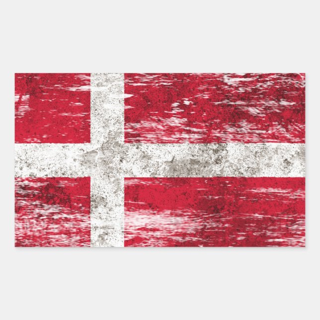 Scuffed and Worn Danish Flag Sticker (Front)