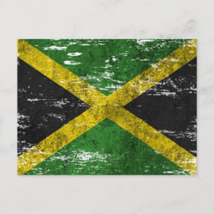 Scuffed and Worn Jamaican Flag Postcard