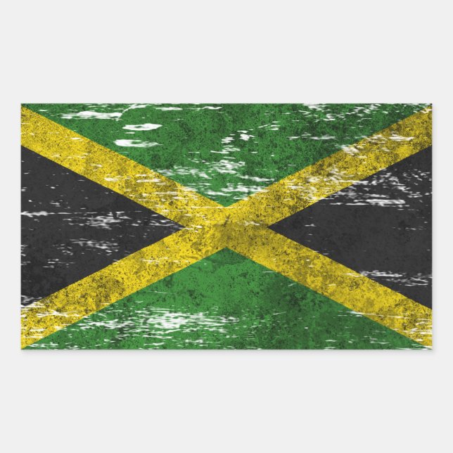 Scuffed and Worn Jamaican Flag Sticker (Front)
