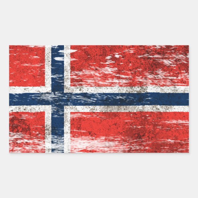 Scuffed and Worn Norwegian Flag Sticker (Front)