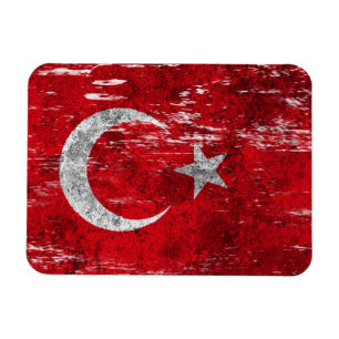 Scuffed and Worn Turkish Flag Magnet