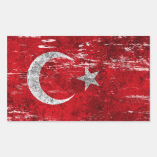 Scuffed and Worn Turkish Flag Sticker