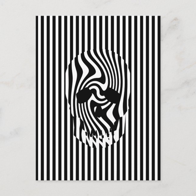 Scull and Stripes, Op Art Postcard (Front)