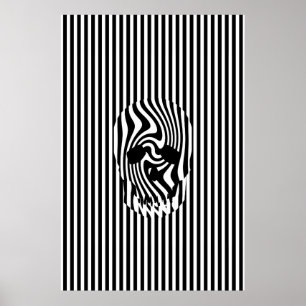 Scull and Stripes, Op Art Poster