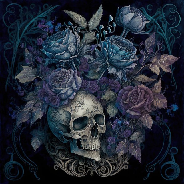 Scull with Blue Roses Jigsaw Puzzle (Creator Uploaded)
