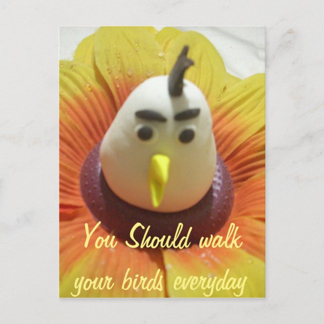  Sculpted Bird in Sunflower Art Print Postcard (Front)