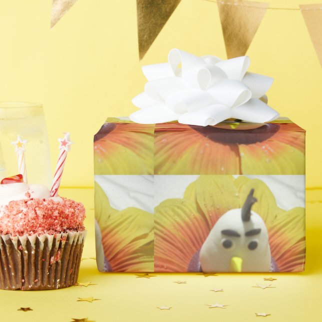 Sculpted Bird in Sunflower Art Print Wrapping Paper (Birthday Party)