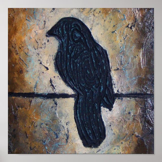 Sculpted Bird on a Wire Poster
