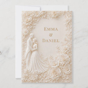 🤍 Sculpted Floral Wedding Couple Invitation Theme