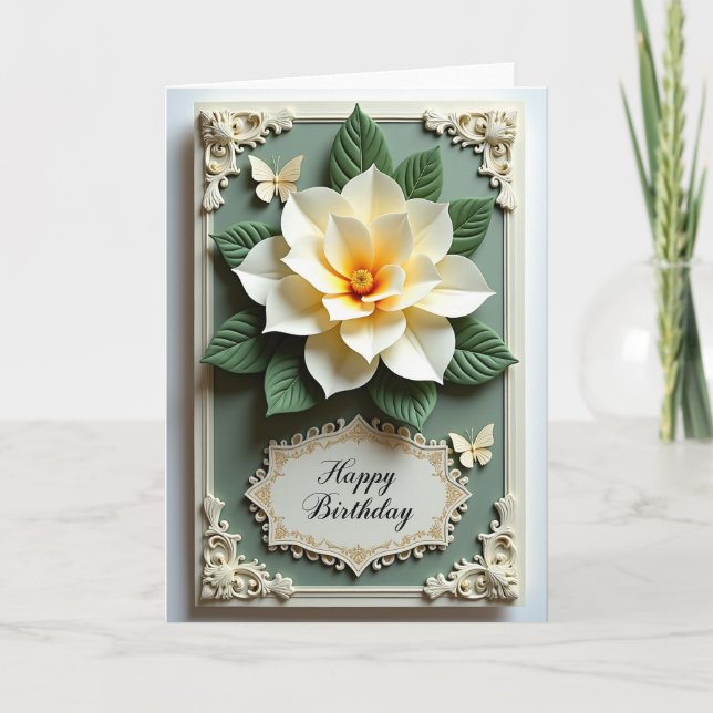 Sculpted Flower Birthday Card (Front)