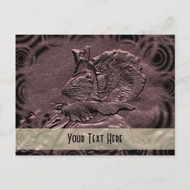 Sculpted Plum Rosebud Floral Customizable Postcard (Front)