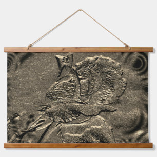 Sculpted Rosebud Floral Art Hanging Tapestry