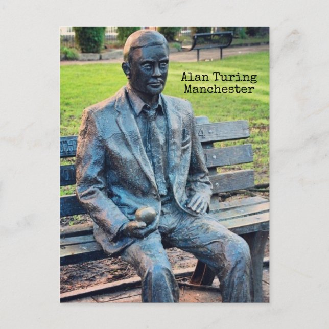 Sculptiure of Alan Turing, Manchester Postcard (Front)