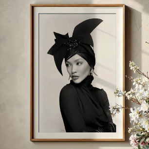 Sculptural Bow: Monochrome Avant-Garde Fashion Poster