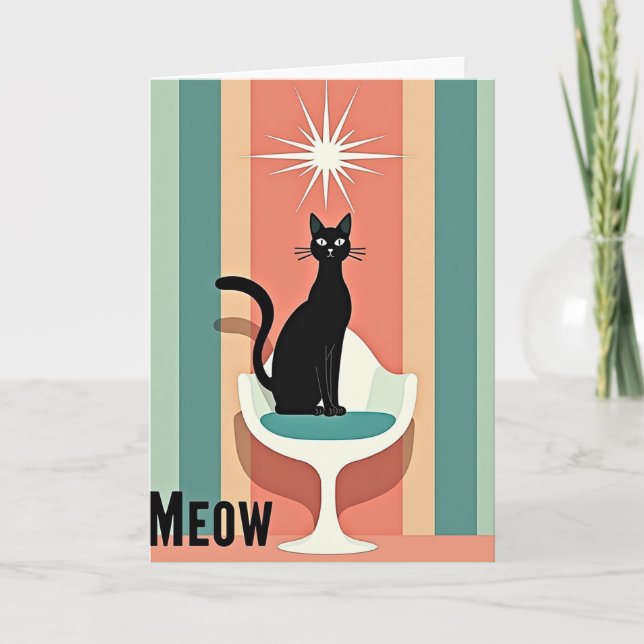 Sculptural Cat Birthday Card (Front)
