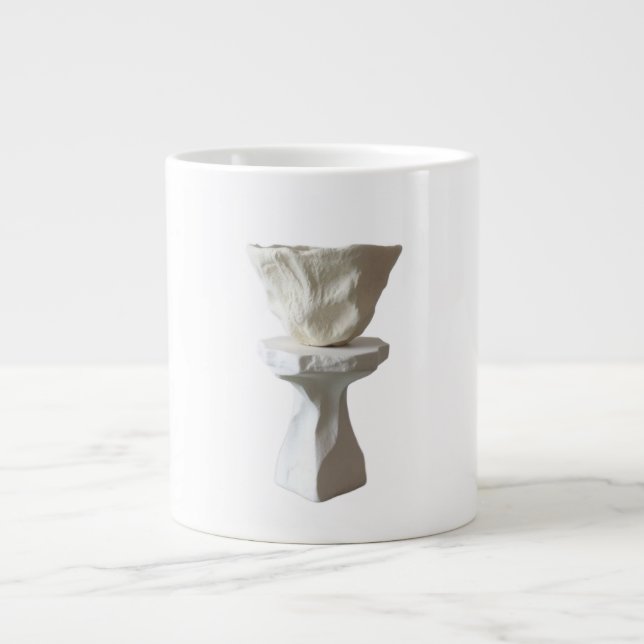 Sculptural Plaster Pedestal Raw Hand-Formed Brutal Large Coffee Mug (Front)
