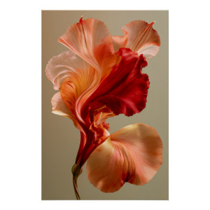 Sculptural Red and Peach Flower Fine Art Poster