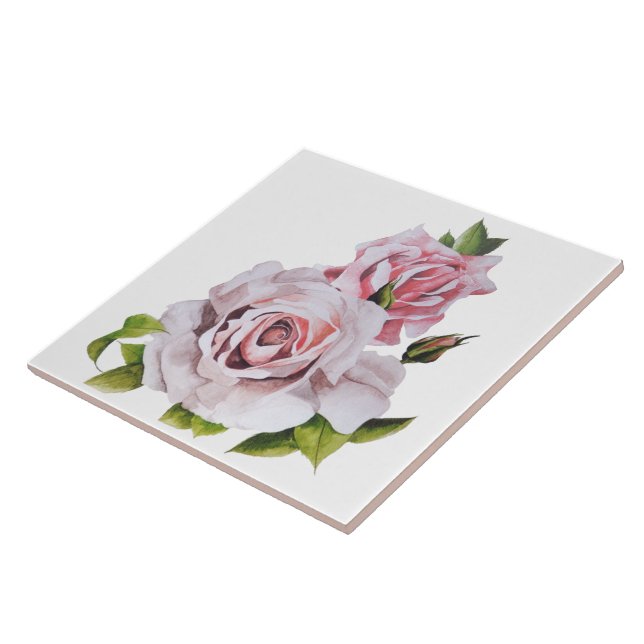 Sculptural Roses on a Ceramic Tile (Side)