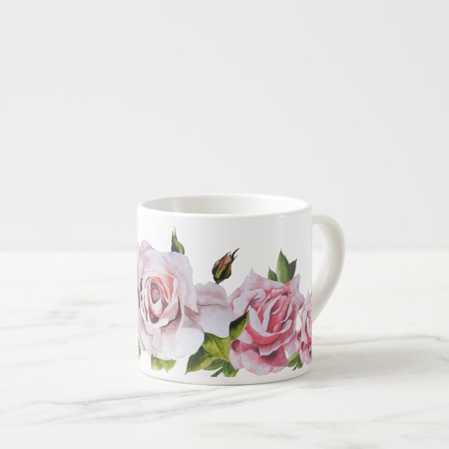 Sculptural Roses on an Espresso Mug (Front Right)