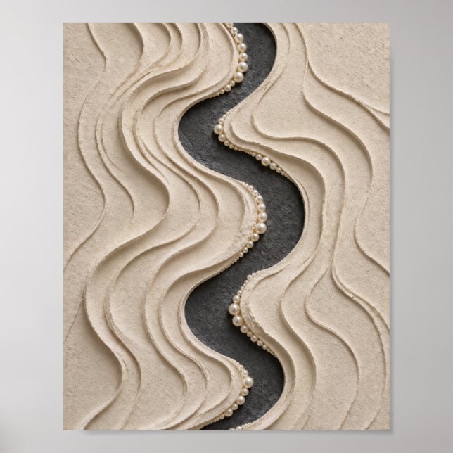 Sculptural Sand Wave Art with Pearl River Poster (Front)