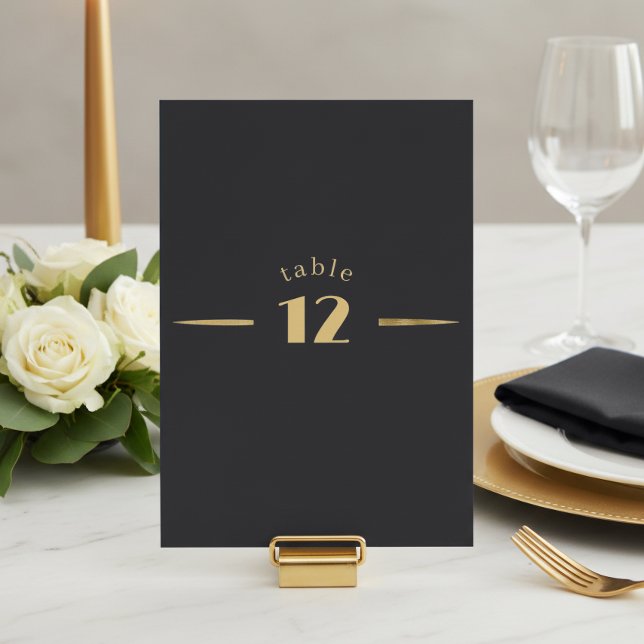 Sculptural Waves Table No. Matte Black Gold ID1312 Invitation (Creator Uploaded)